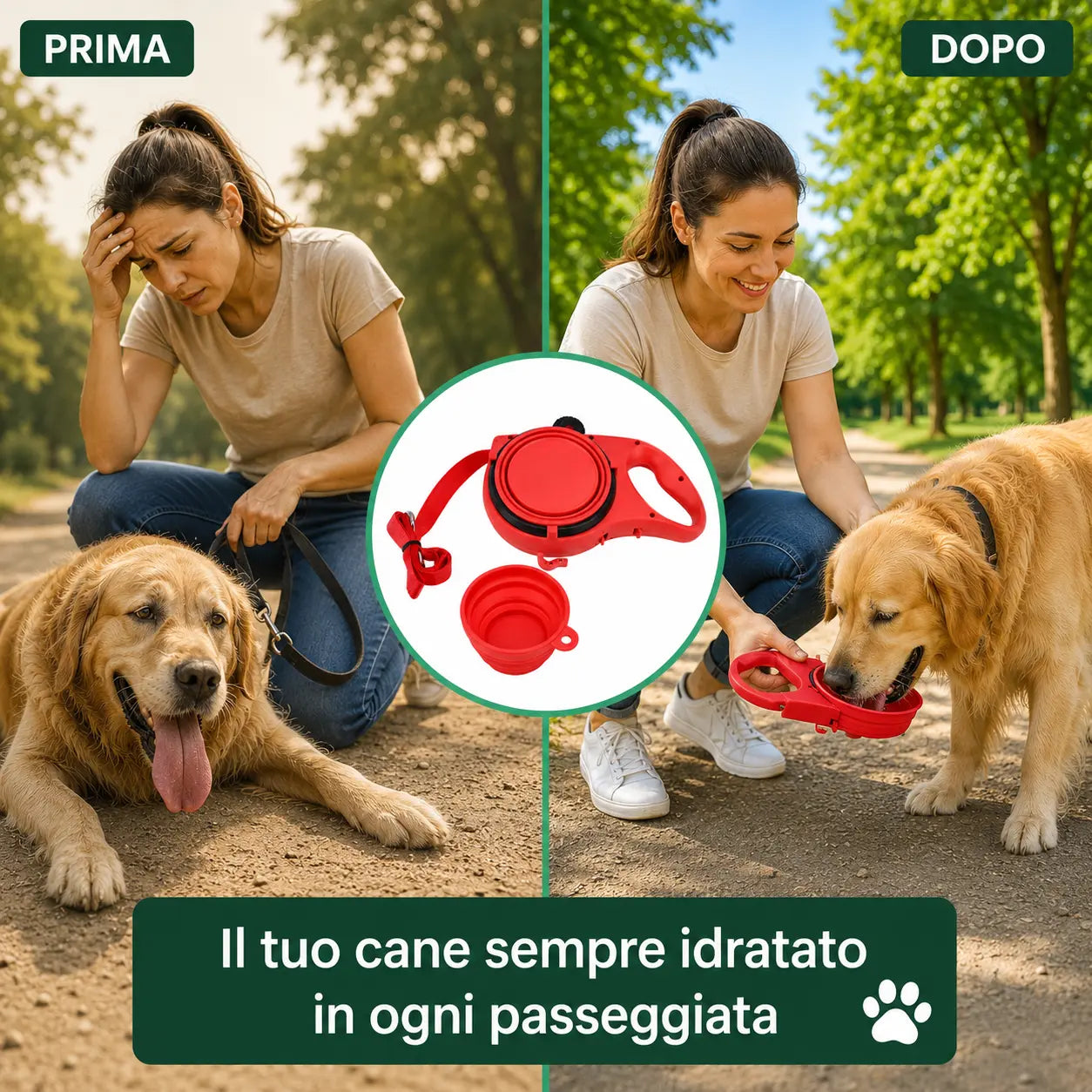 Borraccia 3-in-1 con Ciotola per Cani