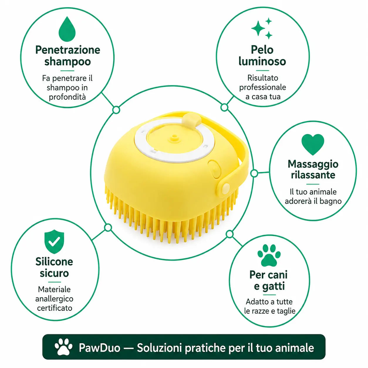 Spazzola Massaggio Silicone per Cani e Gatti