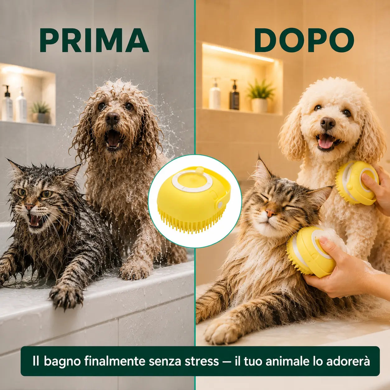 Spazzola Massaggio Silicone per Cani e Gatti