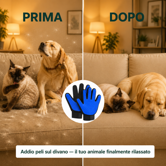 Guanto Toelettatura 2-in-1 per Cani e Gatti