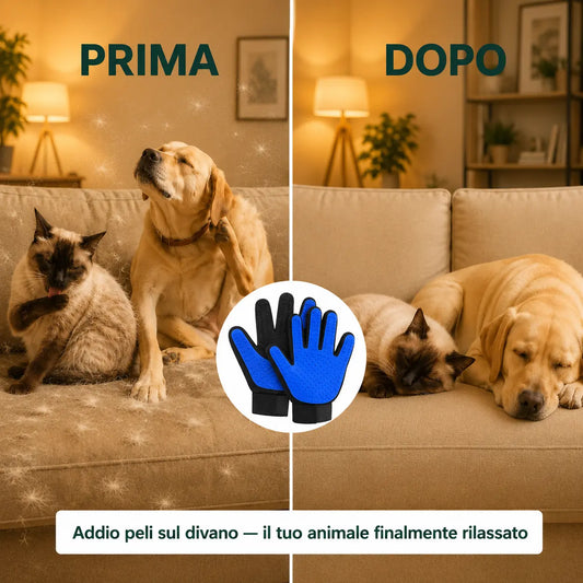 Guanto Toelettatura 2-in-1 per Cani e Gatti